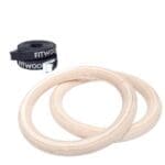 Birch colored ULPU adults gym rings with black straps
