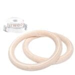 Birch colored adults gym rings with white straps